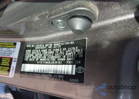 2020 Toyota Camry Le from USA, damaged, VIN 4T1C11AK9LU938183